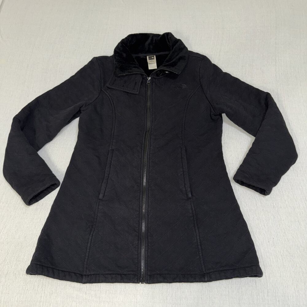 THE NORTH FACE CAROLUNA Womens Large Black Full Zip Quilted Fleece Lined Jacket